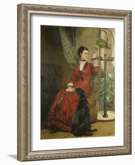 Lady with Parrot and Dog, C. 1880-Carl Constantin Steffeck-Framed Giclee Print