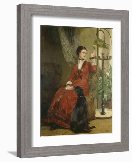 Lady with Parrot and Dog, C. 1880-Carl Constantin Steffeck-Framed Giclee Print