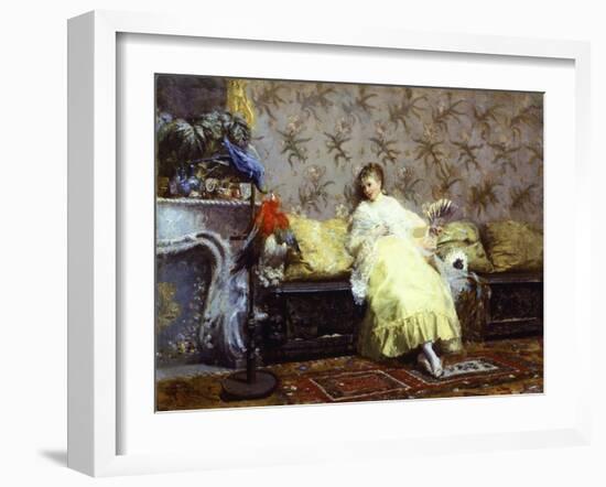 Lady with Parrots, Ca 1869-Giuseppe De Nittis-Framed Giclee Print