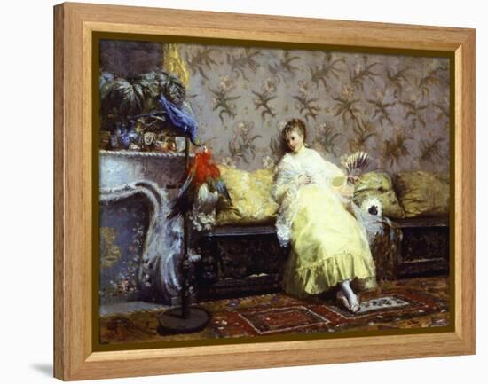 Lady with Parrots, Ca 1869-Giuseppe De Nittis-Framed Premier Image Canvas