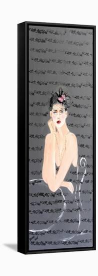 Lady with Pink Fascinator, 2015-Susan Adams-Framed Premier Image Canvas