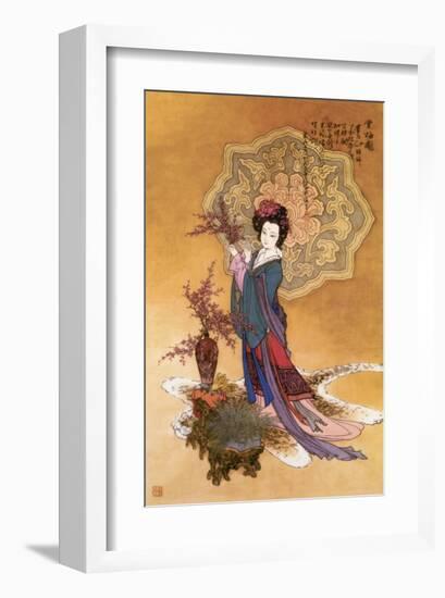 Lady with Plum Flowers-null-Framed Premium Giclee Print