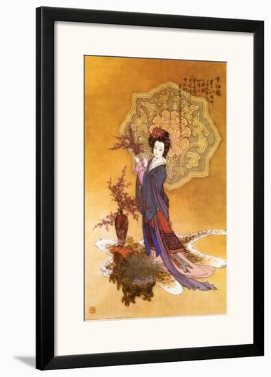 Lady with Plum Flowers-null-Framed Art Print