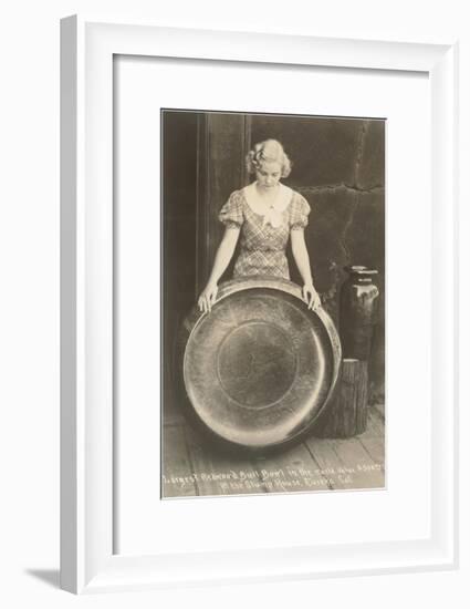 Lady with Redwood Burl Bowl-null-Framed Art Print