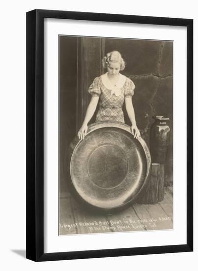 Lady with Redwood Burl Bowl-null-Framed Art Print