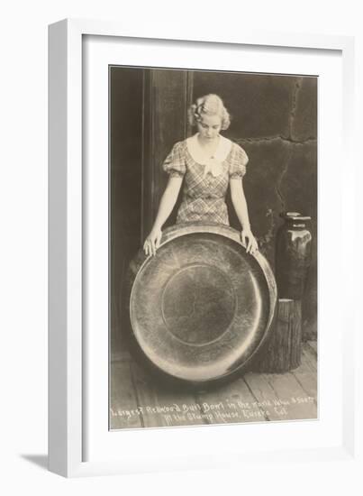 Lady with Redwood Burl Bowl-null-Framed Art Print