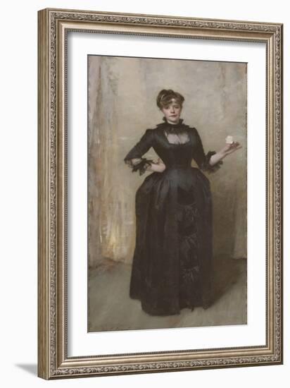 Lady with the Rose (Charlotte Louise Burckhardt), 1882-John Singer Sargent-Framed Giclee Print