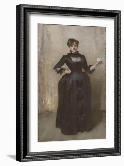 Lady with the Rose (Charlotte Louise Burckhardt), 1882-John Singer Sargent-Framed Giclee Print