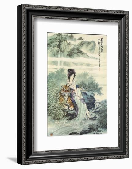 Lady with Tiger-null-Framed Premium Giclee Print