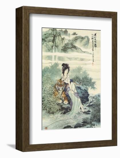 Lady with Tiger-null-Framed Premium Giclee Print