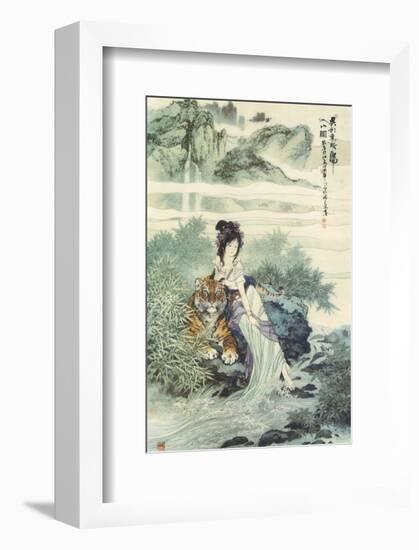 Lady with Tiger-null-Framed Premium Giclee Print