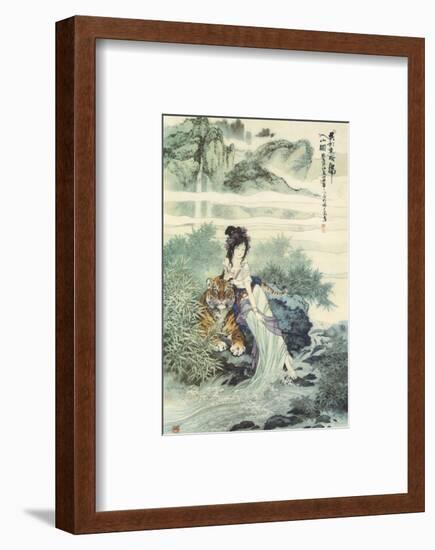 Lady with Tiger-null-Framed Premium Giclee Print