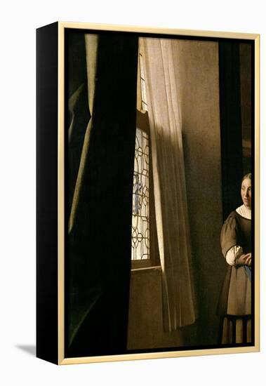 Lady Writing a Letter with Her Maid, c.1670-Johannes Vermeer-Framed Premier Image Canvas