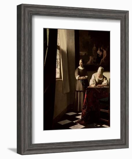 Lady Writing a Letter with Her Maid, circa 1670-Johannes Vermeer-Framed Giclee Print