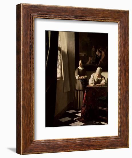 Lady Writing a Letter with Her Maid, circa 1670-Johannes Vermeer-Framed Giclee Print