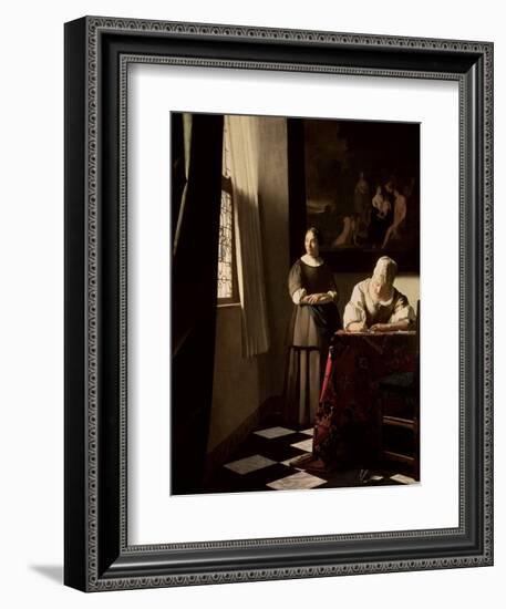 Lady Writing a Letter with Her Maid, circa 1670-Johannes Vermeer-Framed Giclee Print