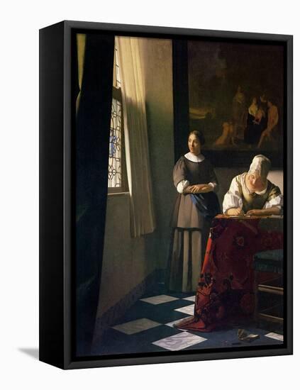 Lady Writing a Letter with Her Maid-Johannes Vermeer-Framed Premier Image Canvas