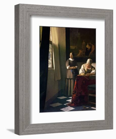 Lady Writing a Letter with Her Maid-Johannes Vermeer-Framed Giclee Print