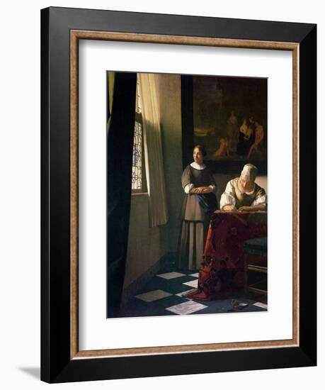 Lady Writing a Letter with Her Maid-Johannes Vermeer-Framed Giclee Print