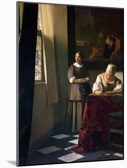Lady Writing a Letter with Her Maid-Johannes Vermeer-Mounted Giclee Print