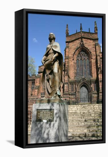 Lady Wulfrun Statue and St Peters Church, Wolverhampton, West Midlands-Peter Thompson-Framed Premier Image Canvas