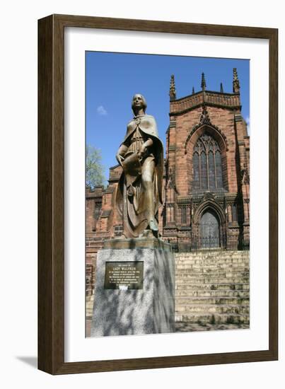 Lady Wulfrun Statue and St Peters Church, Wolverhampton, West Midlands-Peter Thompson-Framed Photographic Print