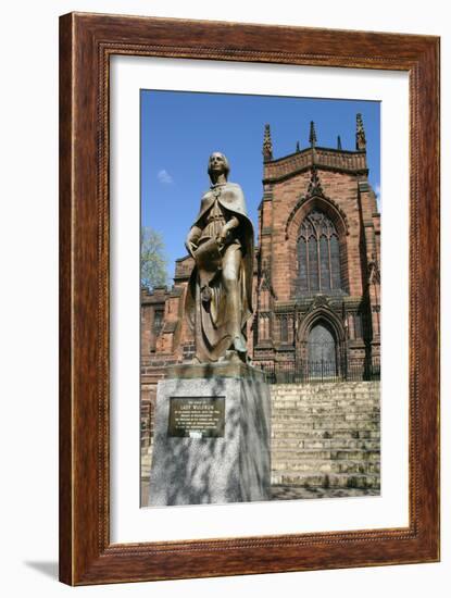 Lady Wulfrun Statue and St Peters Church, Wolverhampton, West Midlands-Peter Thompson-Framed Photographic Print