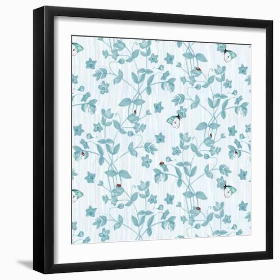 Ladybird and Butterfly Floral, 2017-Andrew Watson-Framed Giclee Print