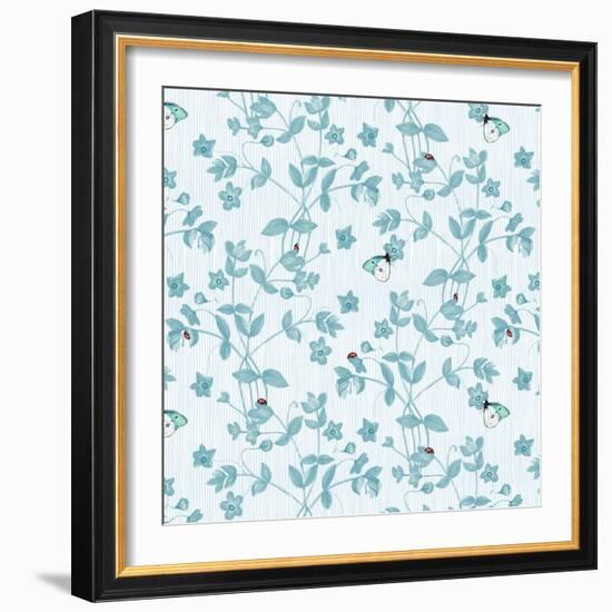 Ladybird and Butterfly Floral, 2017-Andrew Watson-Framed Giclee Print