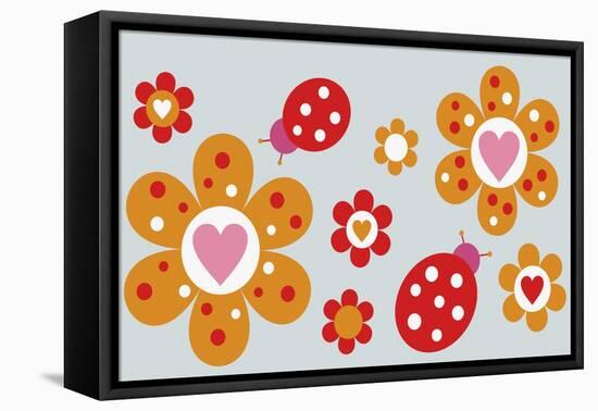 Ladybird Flowers-Carla Martell-Framed Premier Image Canvas