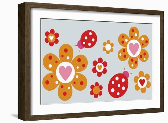 Ladybird Flowers-Carla Martell-Framed Giclee Print