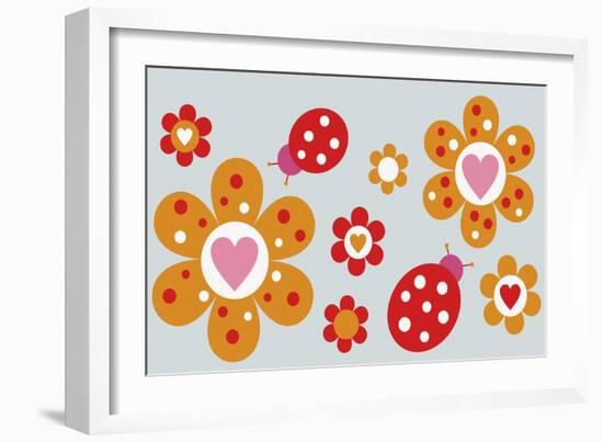 Ladybird Flowers-Carla Martell-Framed Giclee Print