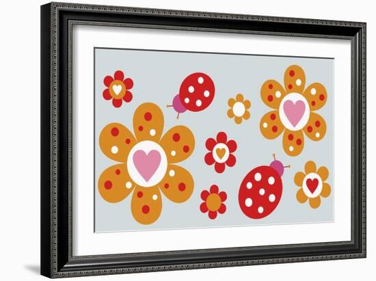 Ladybird Flowers-Carla Martell-Framed Giclee Print