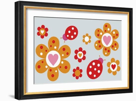 Ladybird Flowers-Carla Martell-Framed Giclee Print