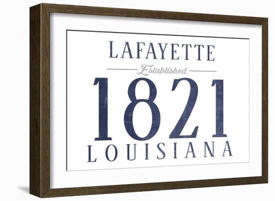 Lafayette, Louisiana - Established Date (Blue)-Lantern Press-Framed Art Print