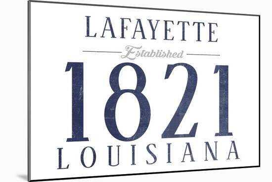 Lafayette, Louisiana - Established Date (Blue)-Lantern Press-Mounted Art Print
