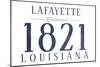 Lafayette, Louisiana - Established Date (Blue)-Lantern Press-Mounted Art Print