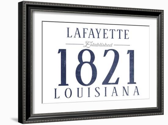 Lafayette, Louisiana - Established Date (Blue)-Lantern Press-Framed Art Print