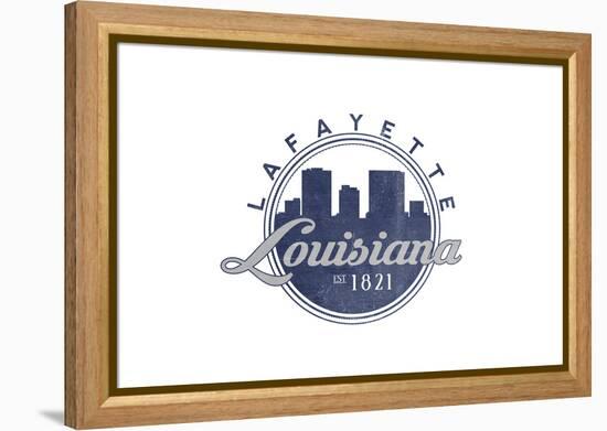 Lafayette, Louisiana - Skyline Seal (Blue)-Lantern Press-Framed Stretched Canvas