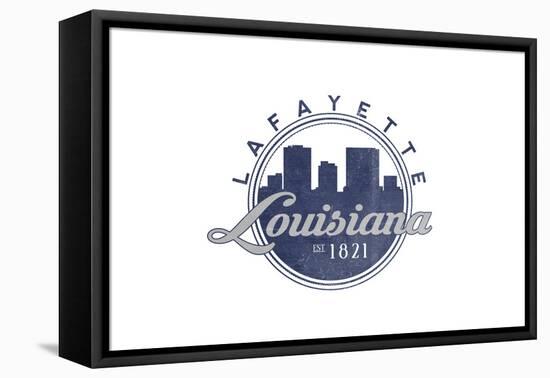 Lafayette, Louisiana - Skyline Seal (Blue)-Lantern Press-Framed Stretched Canvas