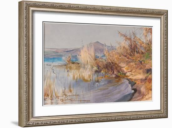 Lago Di Bracciano (W/C on Paper)-Onorato Carlandi-Framed Giclee Print