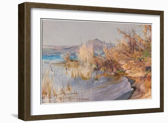 Lago Di Bracciano (W/C on Paper)-Onorato Carlandi-Framed Giclee Print