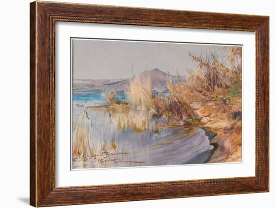 Lago Di Bracciano (W/C on Paper)-Onorato Carlandi-Framed Giclee Print