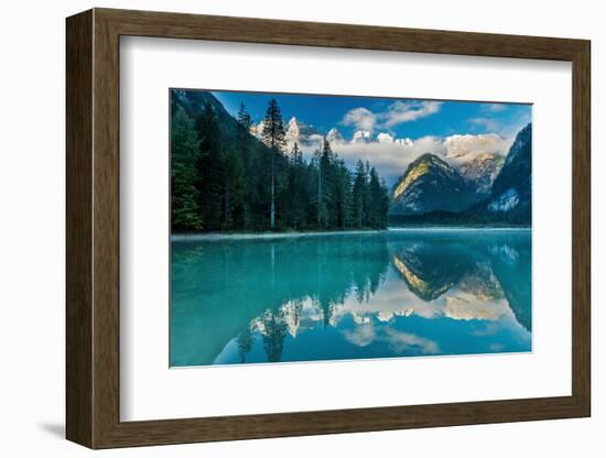 Lago di Landro at dawn, Dolomite Mountains, Italy-David Noton-Framed Photographic Print