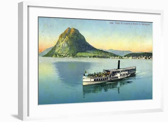 Lago Di Lugano, Monte S. Salvatore, Dampfboot-null-Framed Giclee Print