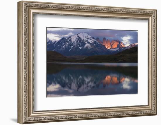 Lago Pehoe with Horn of Torres del Paine, Patagonia, Magellanic, Chile-Pete Oxford-Framed Photographic Print