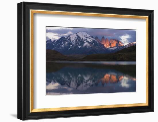 Lago Pehoe with Horn of Torres del Paine, Patagonia, Magellanic, Chile-Pete Oxford-Framed Photographic Print