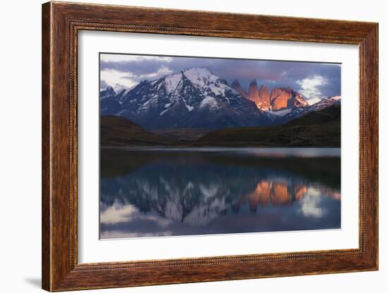 Lago Pehoe with Horn of Torres del Paine, Patagonia, Magellanic, Chile-Pete Oxford-Framed Photographic Print