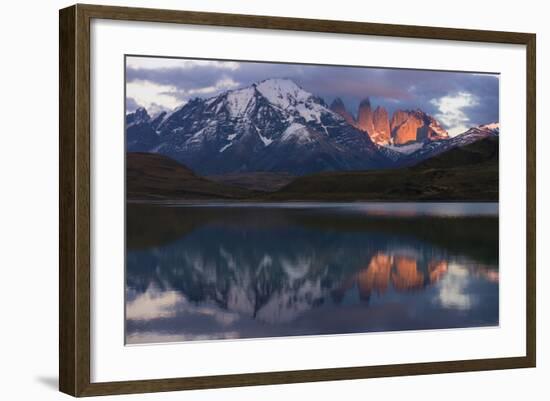 Lago Pehoe with Horn of Torres del Paine, Patagonia, Magellanic, Chile-Pete Oxford-Framed Photographic Print