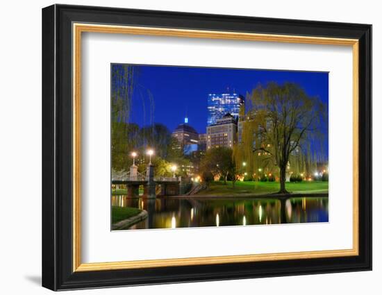 Lagoon Bridge and Skyline of Boston, Massachusetts from the Boston Public Gardens.-SeanPavonePhoto-Framed Photographic Print